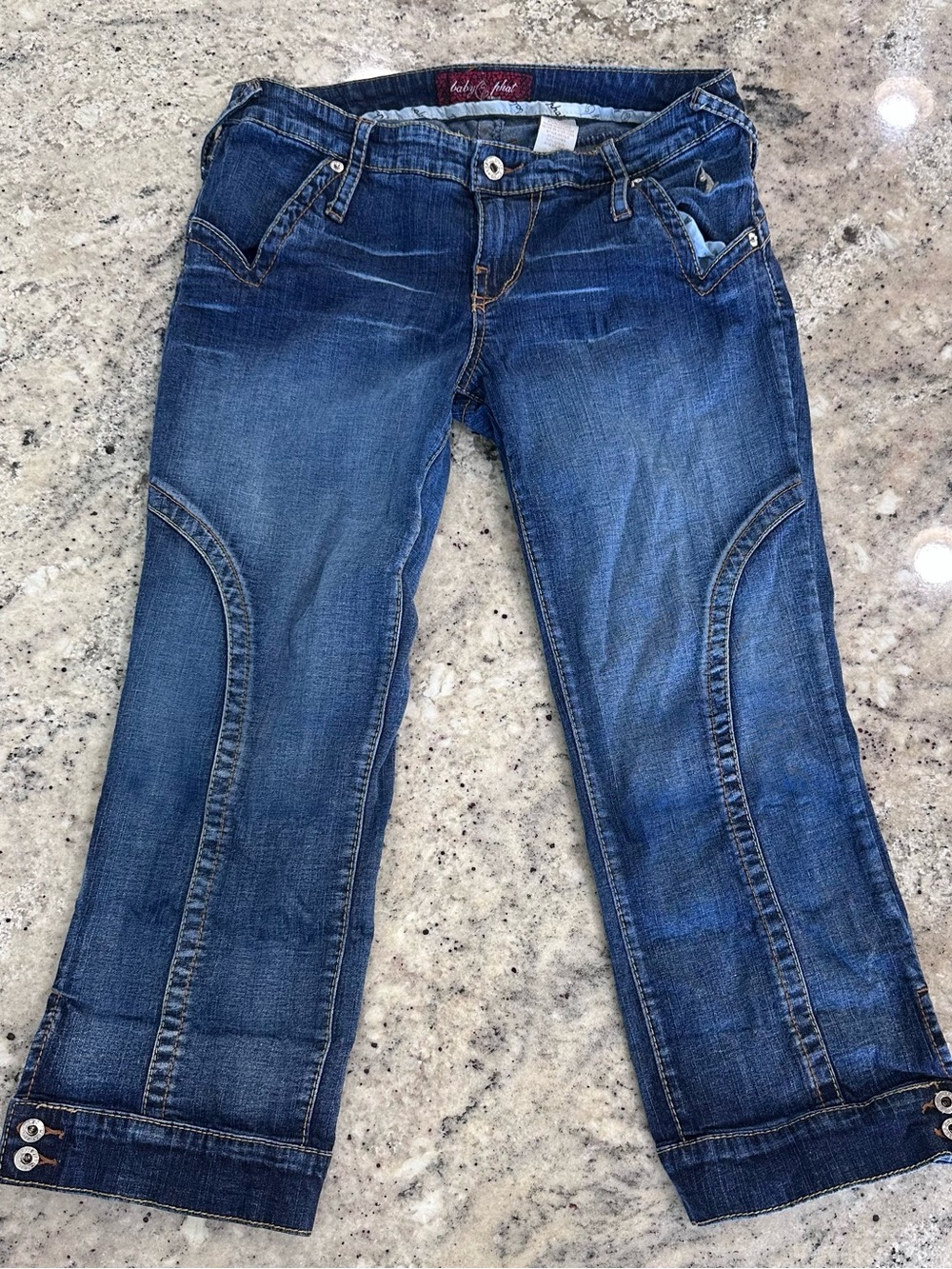 Vintage Y2K Baby Phat Rhinestone Jeans | Embroidered Cat | Size 11